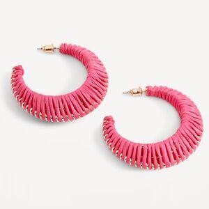 AQUA Womens Pink Raffia Wrapped Gold Tone Statement Hoop Earring